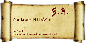 Zentner Milán névjegykártya