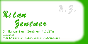 milan zentner business card